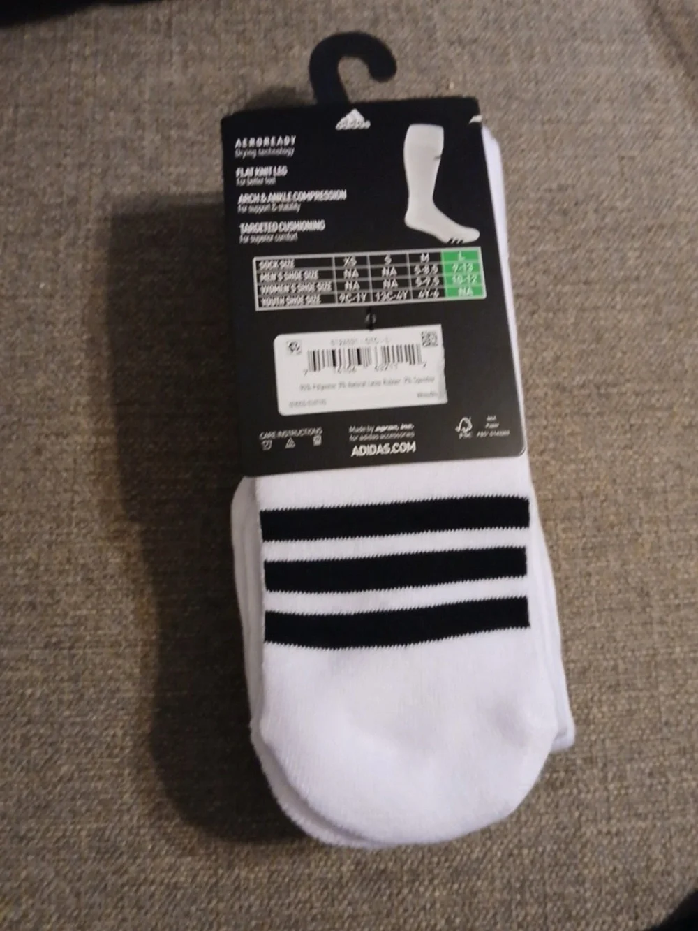 adidas White Athletic Soccer OTC Socks with Black Stripes